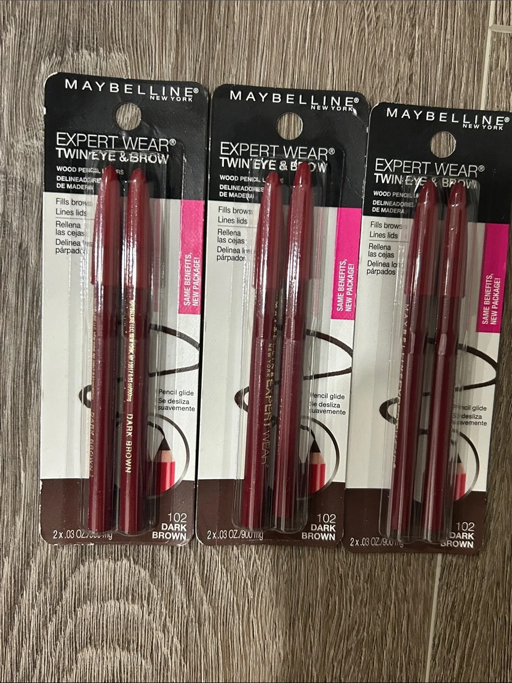 3X Maybelline Expert Wear Twin Eye Brow Pencils #102 Dark Brown (Firm PRICE )